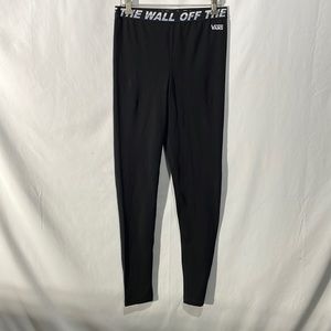 Vans woman’s black leggings with logo waist band size small
